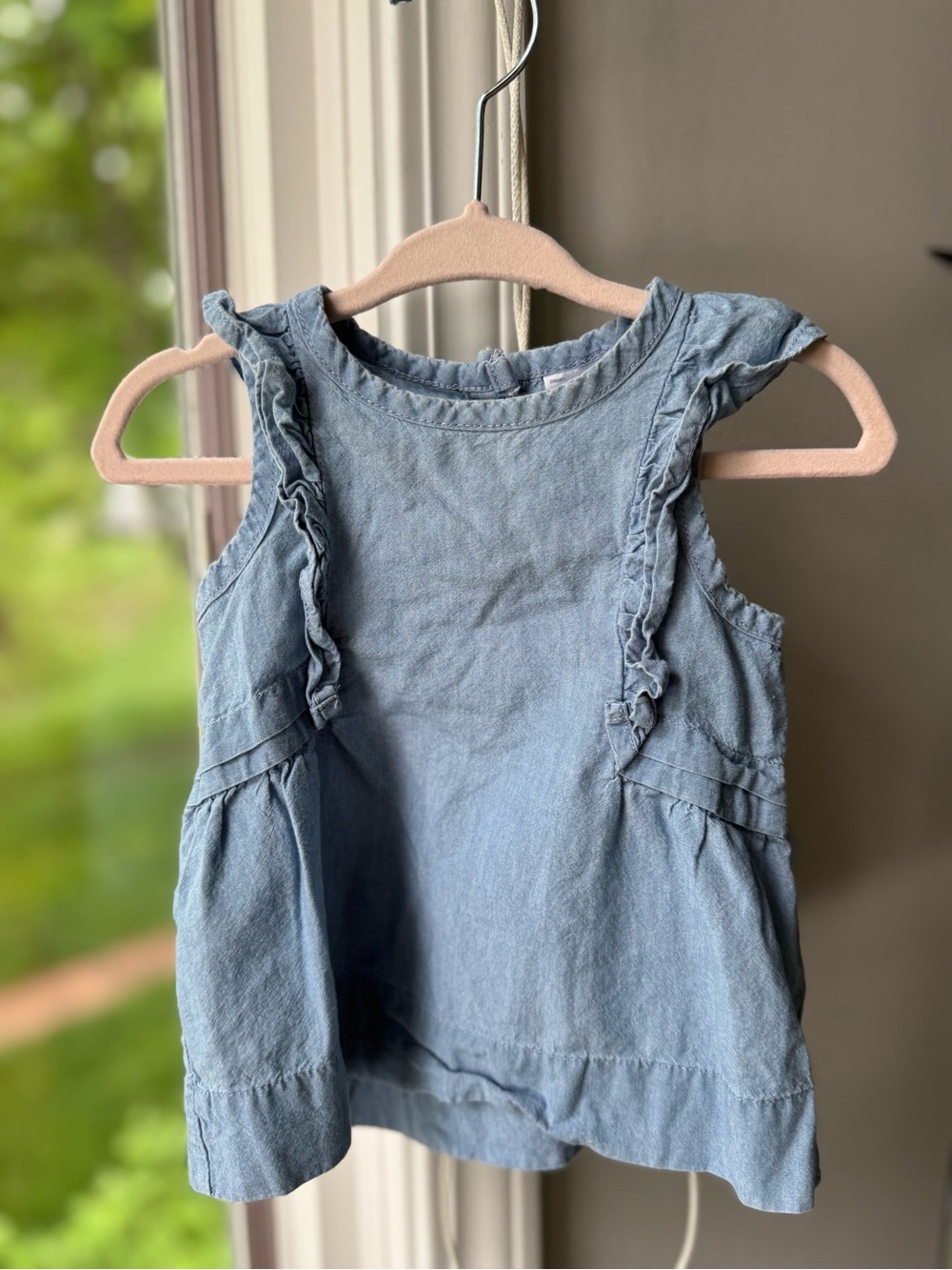 NWOT Carter's Baby Girl Denim Ruffle Sundress 6M Light Blue A-Line Cute